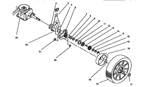 Rear Axle Assembly Diagram and Parts List for 10314 6900001 AND UP Lawn Boy Lawn Mower